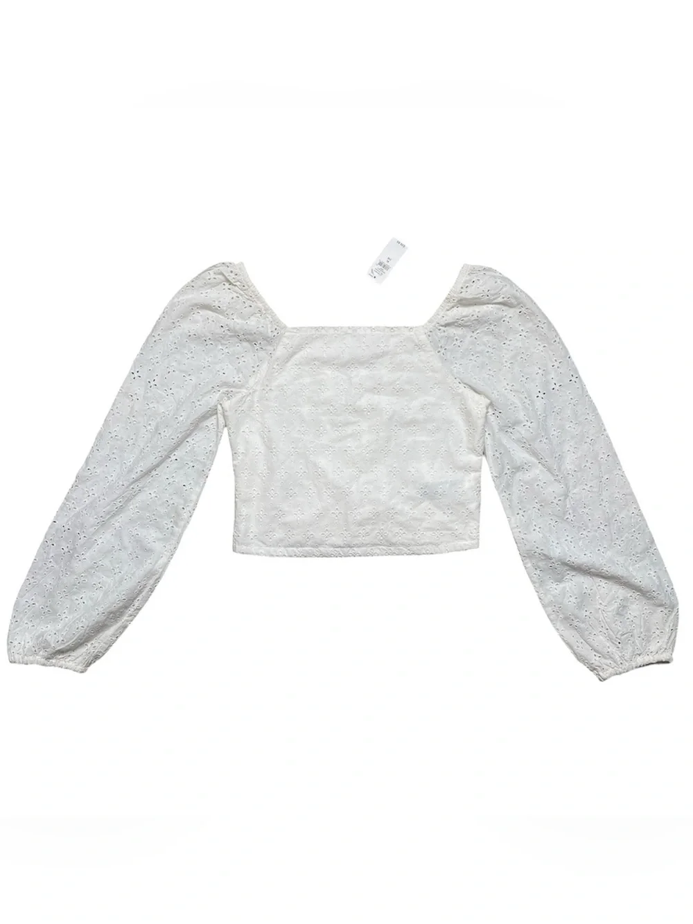NWT Gap Kids white eyelet long sleeve Cropped Puff-Sleeve Shirt